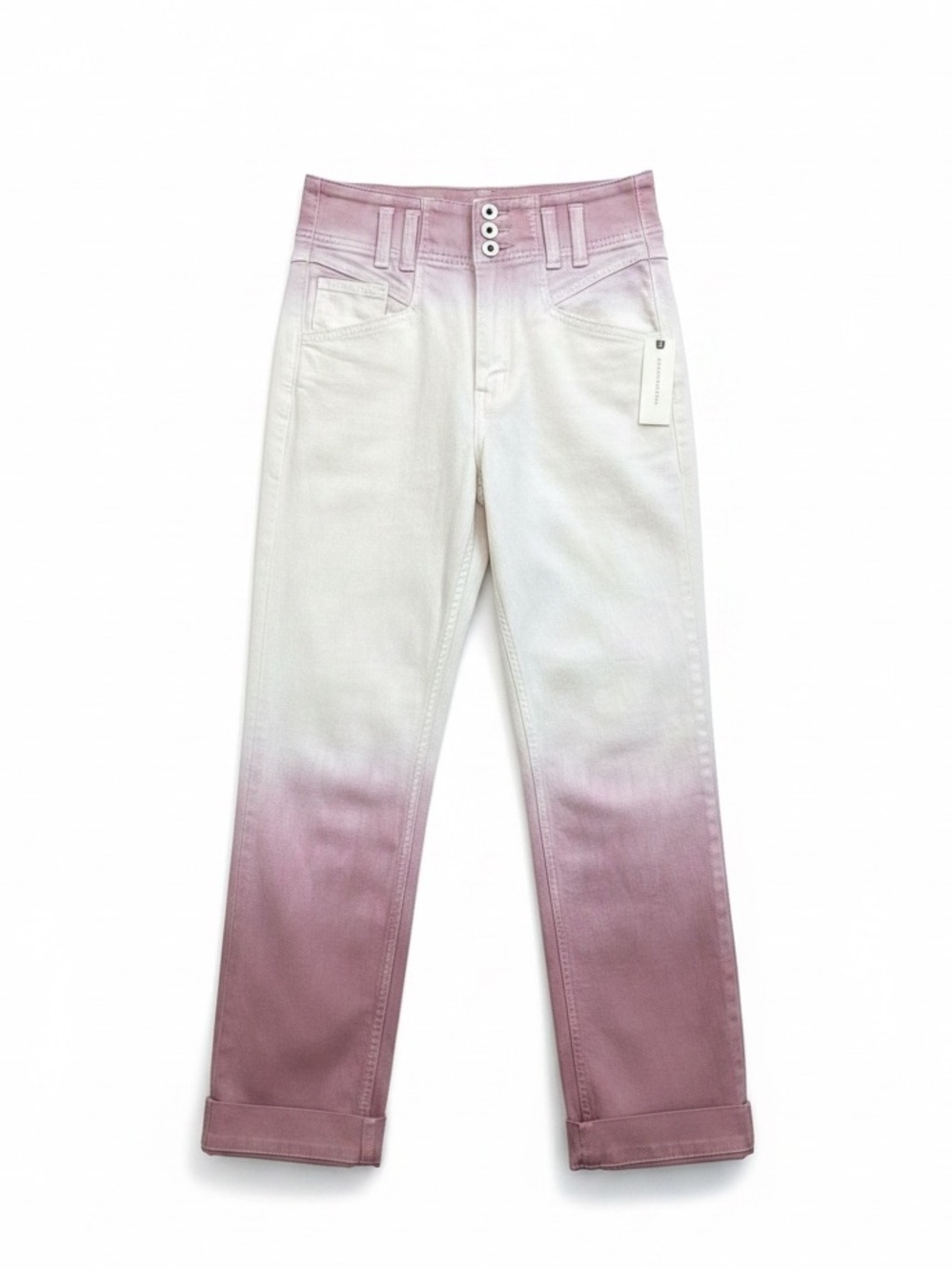 Anthropologie Jeans White Purple Rose Ombre High Rise Sz 26 NWT